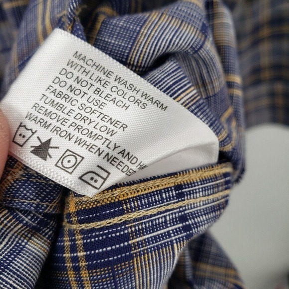Orvis Blue Plaid Long Sleeve Button Down Shirt Mens Large Textured Cotton - Picture 7 of 12